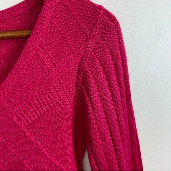 Jessica Simpson Fuchsia Pink Bright Long Sleeve A-Line Sweater Dress XS Fitted - Picture 8 of 11